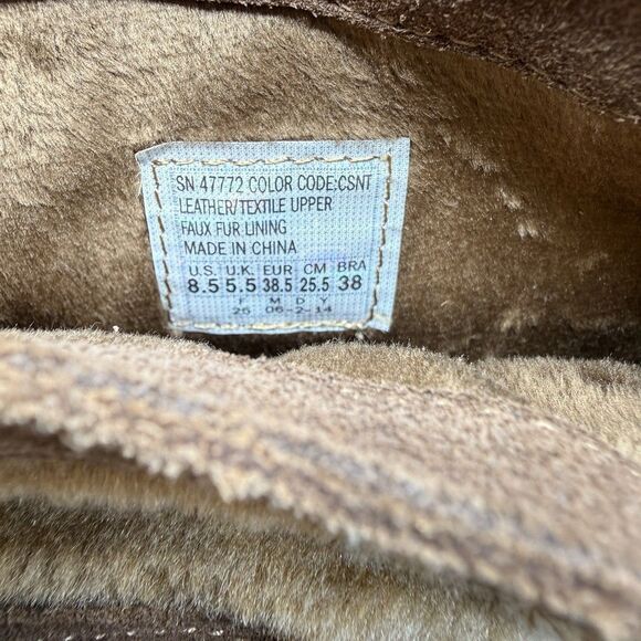 Skechers Leather Boots Womens Faux Fur Platform Ankle Bootie Brown Size 8.5 - Picture 11 of 11